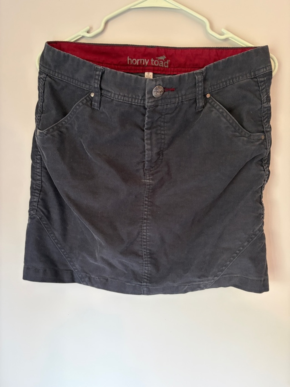 Horny Toad Mini Skirt in Charcoal with Red Waistband